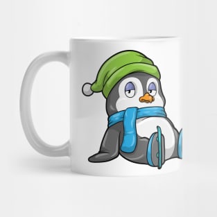 Penguin at Ice skating with Hat Mug